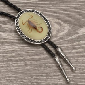 Glow in the Dark Scorpion Bolo Tie for Men, Western Cowboy Necktie with Real Scorpion